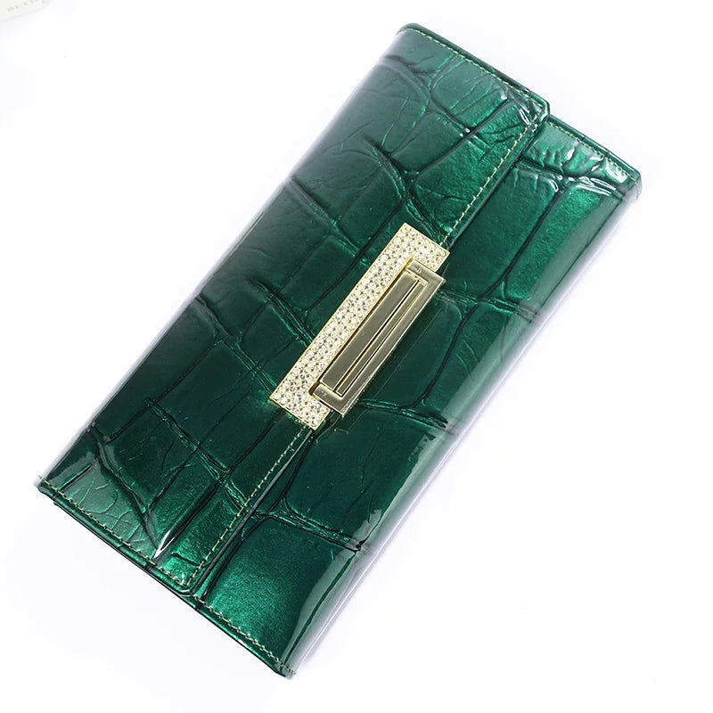 Luxury Stone Pattern Women's Long Leather Wallet