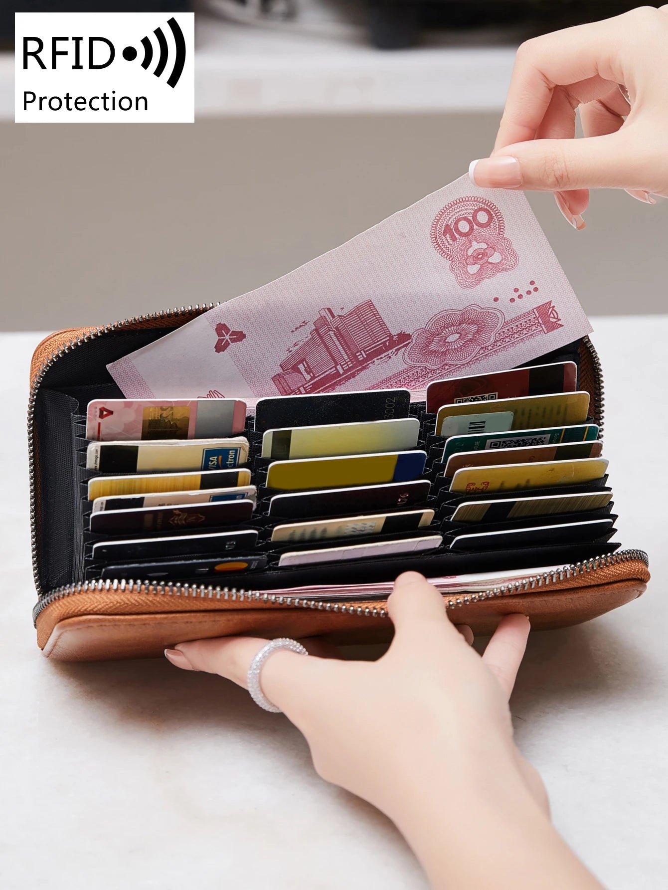 RFID Blocking Women's Animal Print Accordion Wallet Wristlet