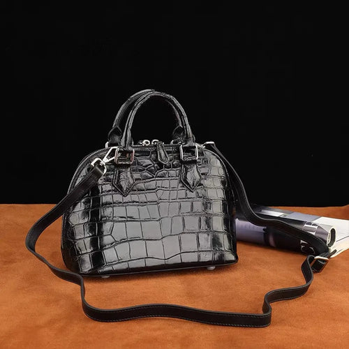 Genuine Crocodile Leather Shell Handbag for Women