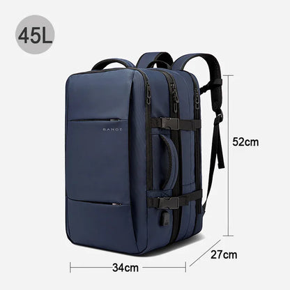 Expandable Laptop Backpack 45L – Waterproof Travel & Business Bag with USB Port