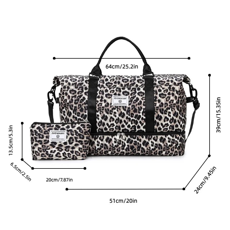 Travel Duffle Bag Set with Shoe Compartment & Cosmetic Pouch