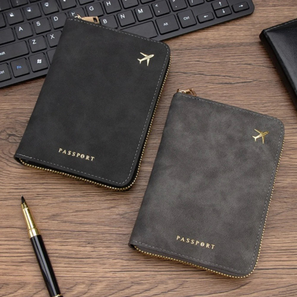 RFID Blocking Passport Wallet with Zipper – Travel Organizer & Card Holder
