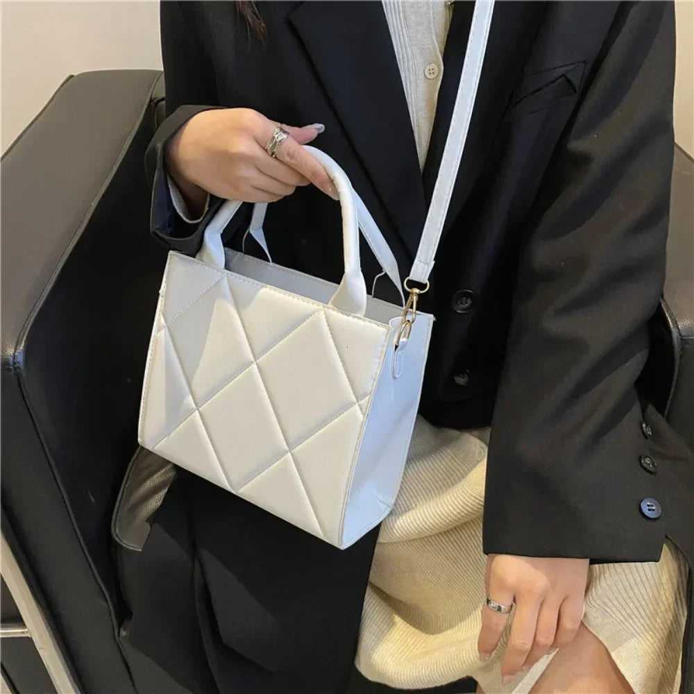 Quilted Plaid Handbag – Top Handle Crossbody Shoulder Bag