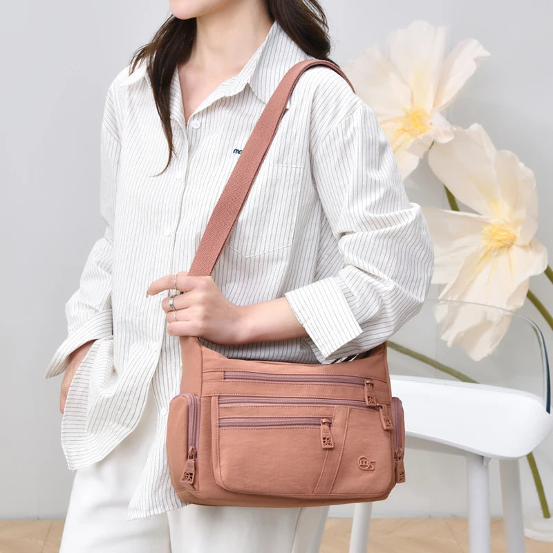 Women's Crossbody Bag Large Capacity Multi-Pocket Nylon Shoulder Bag