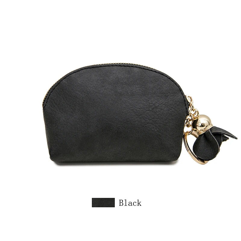 Mini PU Leather Coin Purse with Keychain Charm
