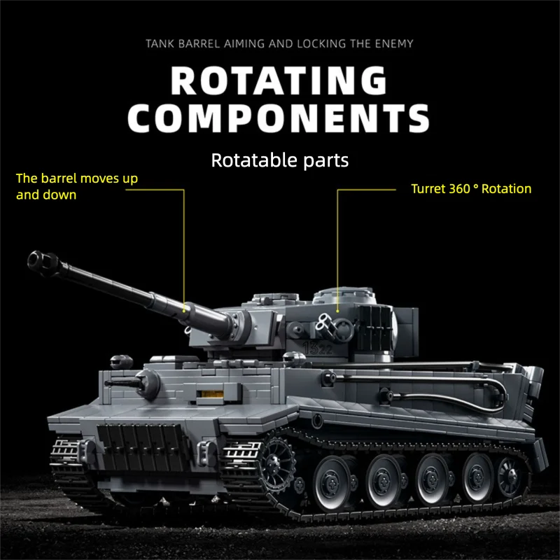 Tiger Tank MOC Building Set – 1:28 Scale WWII Military Blocks