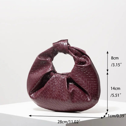 Woven Knot Crescent Bag – Vintage Faux Leather Hobo Clutch