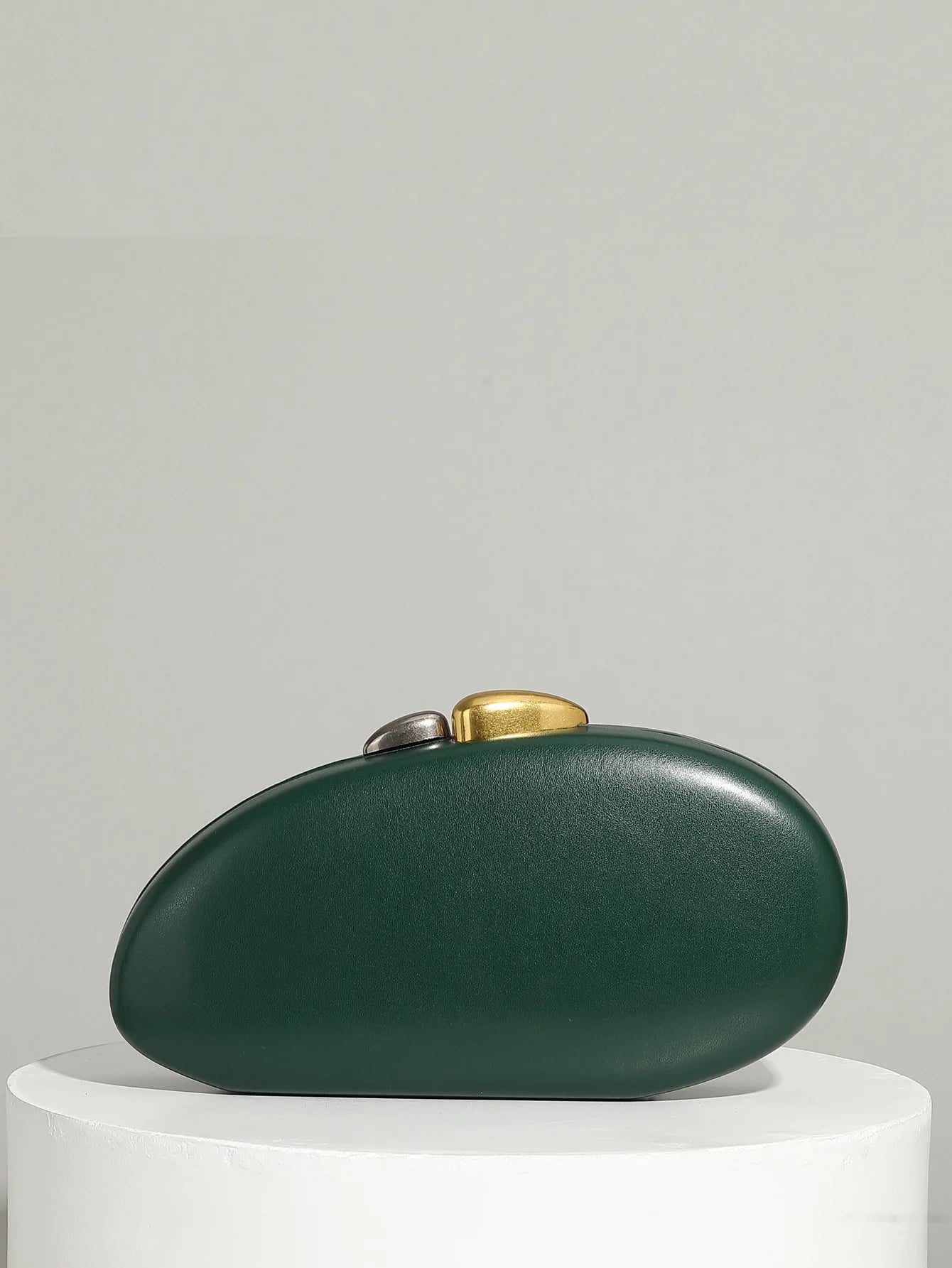 Shell Clutch Bag – Luxury PU Leather Lock Handbag with Chain Strap