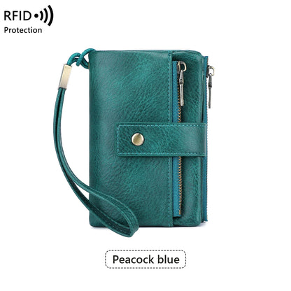 RFID Blocking Women's Trifold Wallet – Large Capacity Leather Purse