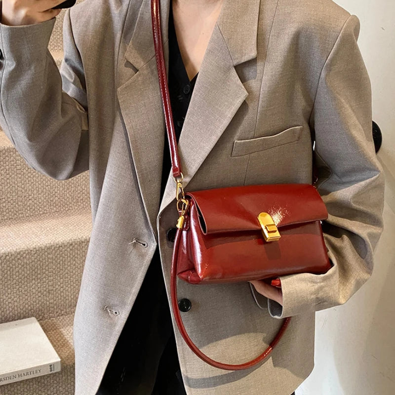 Women's PU Leather Flap Crossbody Bag – Small Shoulder Handbag