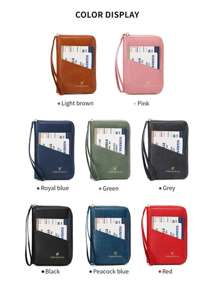 RFID Blocking Passport Wallet – PU Leather Travel Organizer for Men & Women