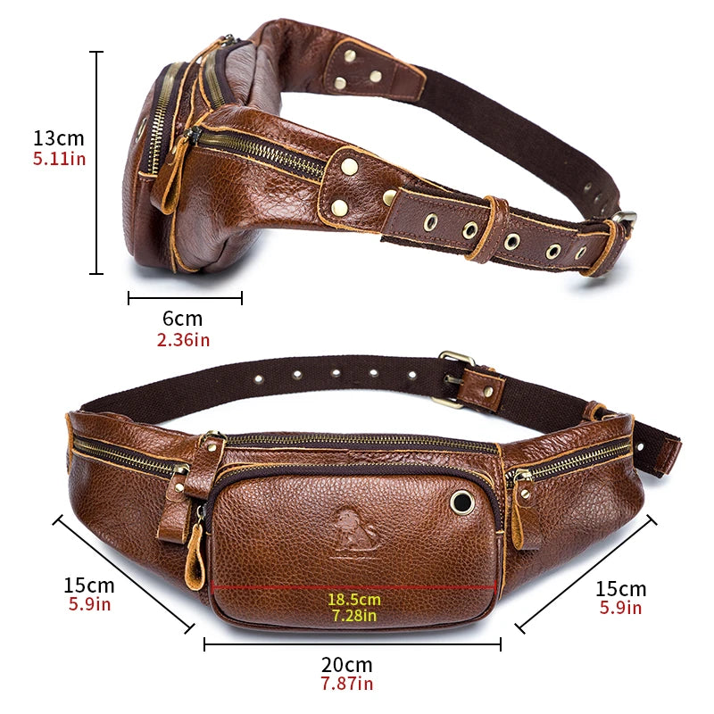Men's Genuine Leather Waist Bag & Fanny Pack