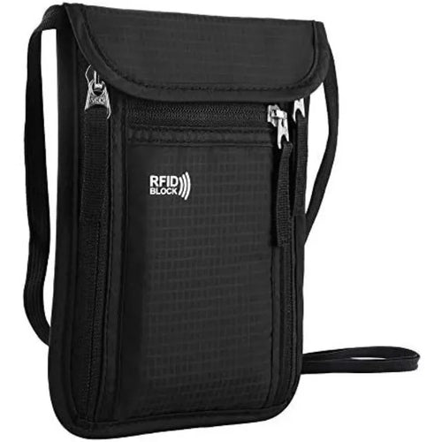 RFID Blocking Neck Wallet & Family Passport Holder Travel Organizer