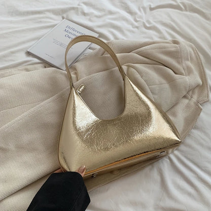 Moods French Style Single Shoulder Bags Women Dazzling Color Patent Leather Underarm Bag Luxury