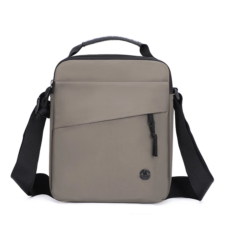Men's Oxford Shoulder Bag with Top Handle & Multiple Compartments