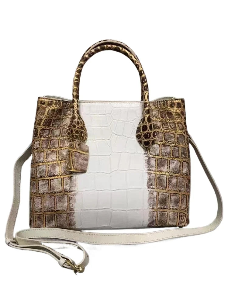 Crocodile Belly Leather Tote Bag – Large Capacity Women's Shoulder Handbag