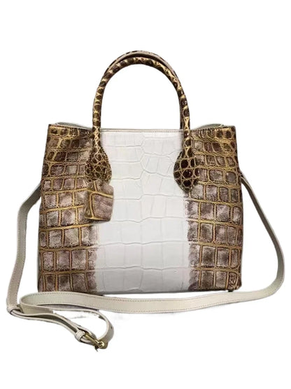 Crocodile Belly Leather Tote Bag – Large Capacity Women's Shoulder Handbag