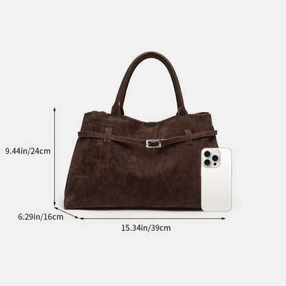 Women S Retro Suede Frosted Bag Casual Large Luxury Design Commuter High-End Armpit Soft Handle
