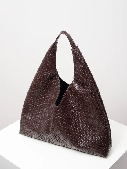 Woven Hobo Shoulder Bag – Minimalist Retro Tote for Women