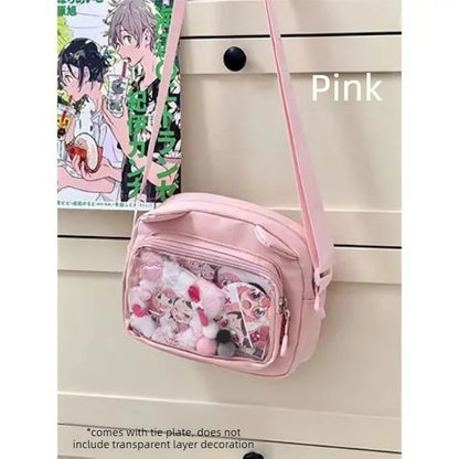 Ita Bag Mini Crossbody – Harajuku Nylon Shoulder Bag with Clear Window for Pins & Badges
