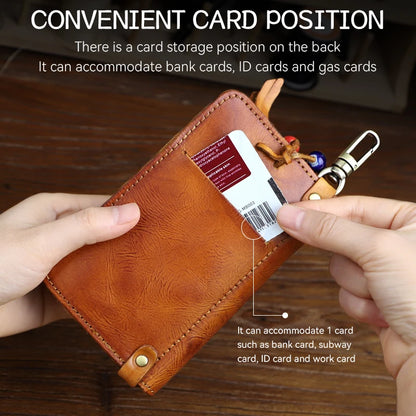Genuine Leather Key Wallet for Men – Handmade Zipper Key Organizer with Card Slot