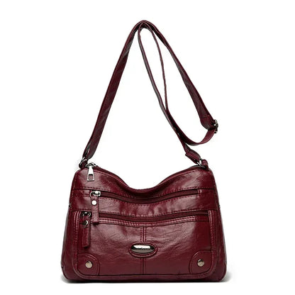 Women's Leather Shoulder Bag – Large Capacity Multi-Pocket Crossbody
