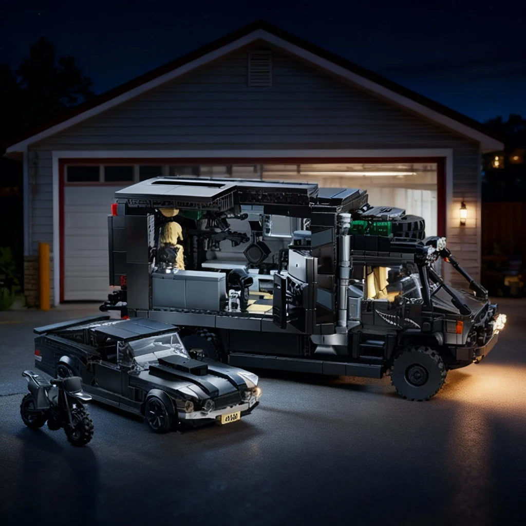 RV Set 3-in-1 Building Blocks – Recreational Vehicle Technic Bricks with Cars & Motorcycle