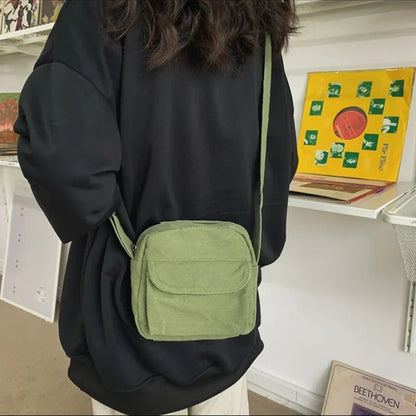 Canvas Crossbody Bag – Women's Mini Shoulder Bag with Front Pocket