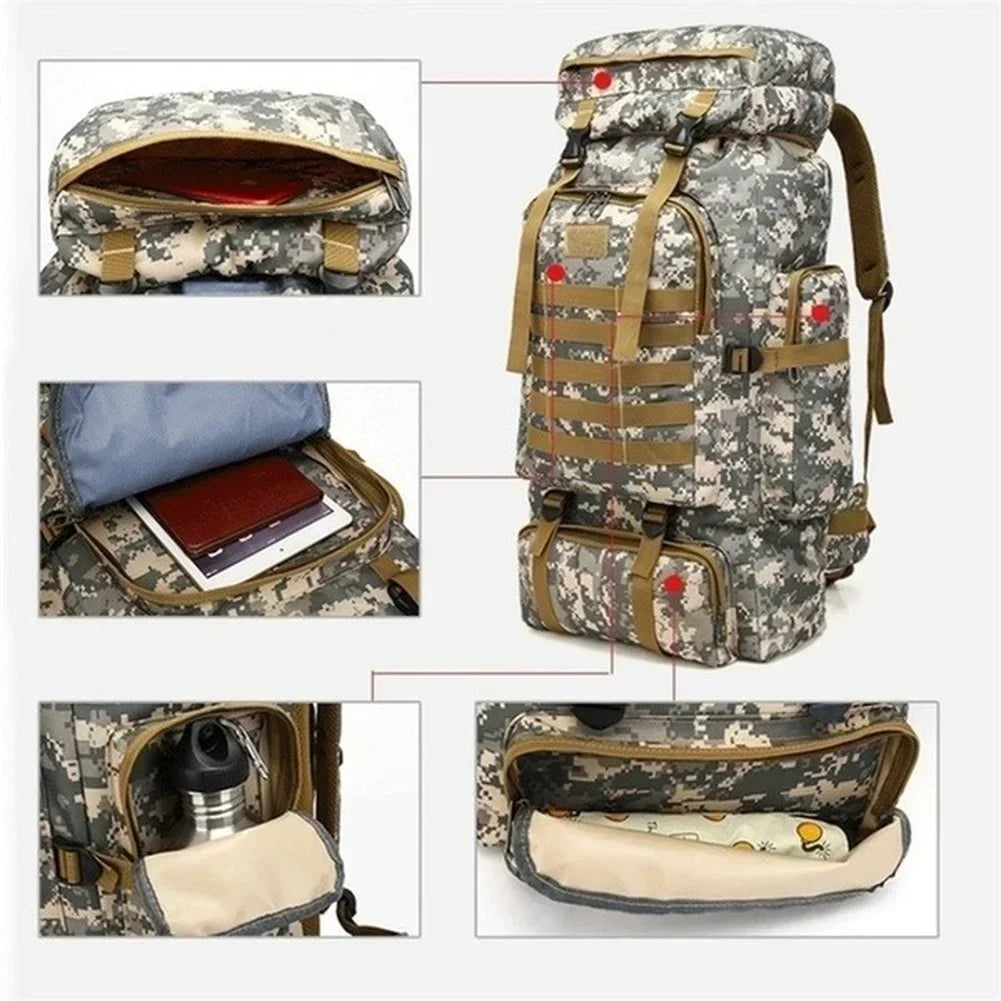 Tactical Mountaineering Backpack 80L/100L – Hiking & Camping Bag