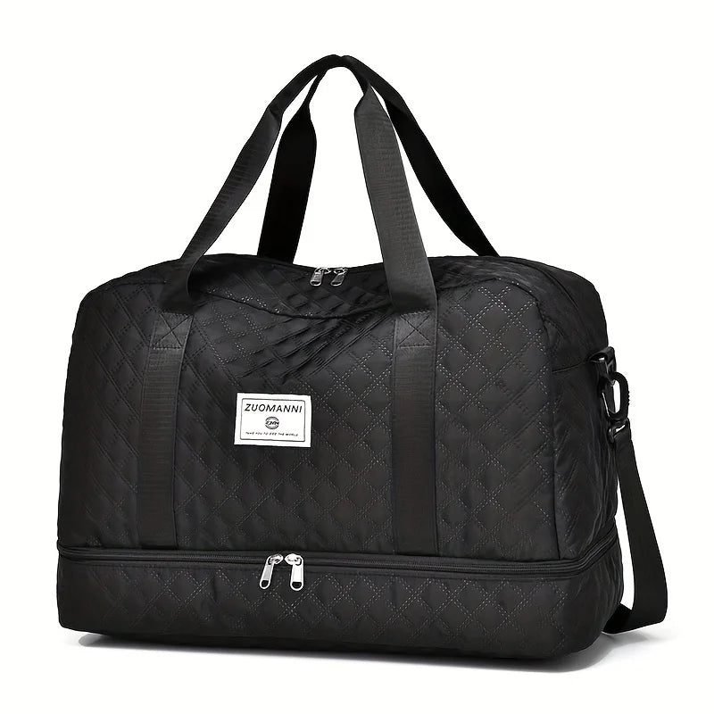 Large Capacity Nylon Travel Duffel Bag with Shoe Compartment