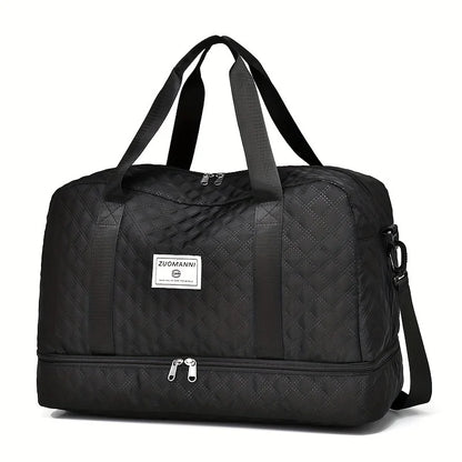 Large Capacity Nylon Travel Duffel Bag with Shoe Compartment
