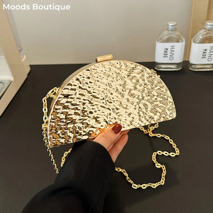 Moods Luxury Golden Evening Bags Women Wedding Dinner Party Chain Shoulder Cross Body Bag Designer
