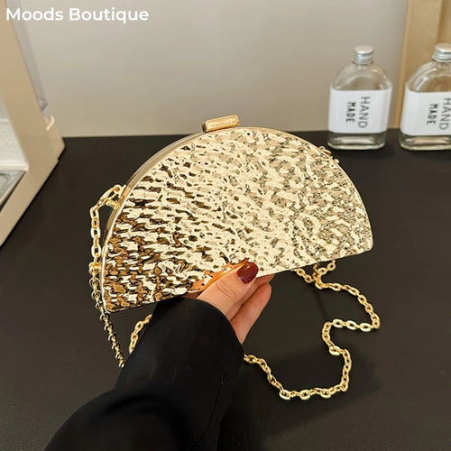 Moods Luxury Golden Evening Bags Women Wedding Dinner Party Chain Shoulder Cross Body Bag Designer