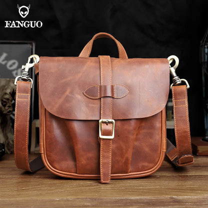 Genuine Leather Men's Crossbody Messenger Bag – Handmade Business Shoulder Bag
