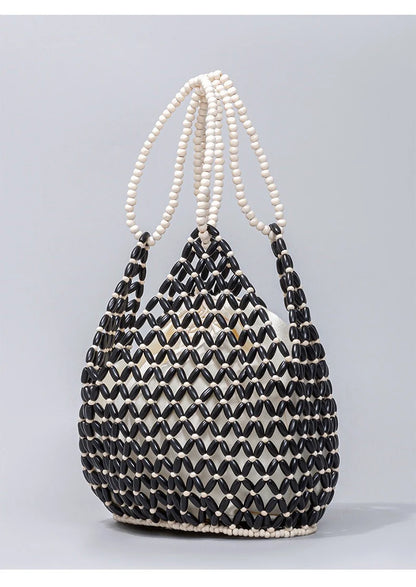 Wood Bead Tote Bag – Women's Handwoven Beach Handbag