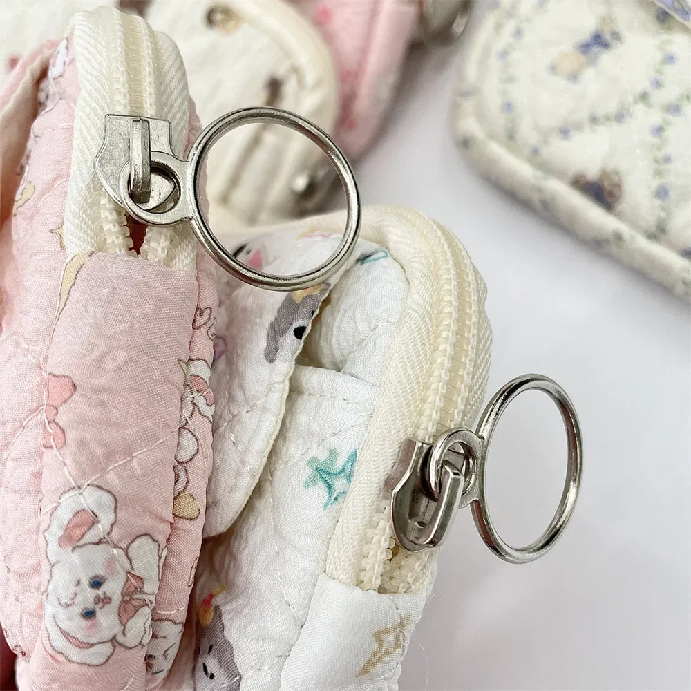Quilted Makeup Bag – Cute Cartoon Mini Pouch & Card Holder