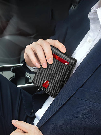 RFID Ultra-Thin Carbon Fiber Wallet for Men – Minimalist Bifold