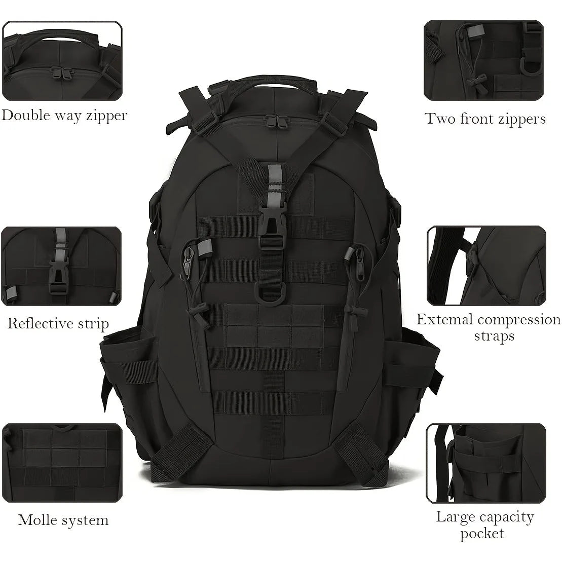 Tactical Hunting Backpack – MOLLE Gear Bag with Reflective Strips