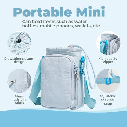 Small Crossbody Shoulder Pouch Bag with Water Bottle Holder & Phone Pocket