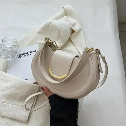 Leather Saddle Shoulder Bag – Designer Underarm Crossbody Purse for Women