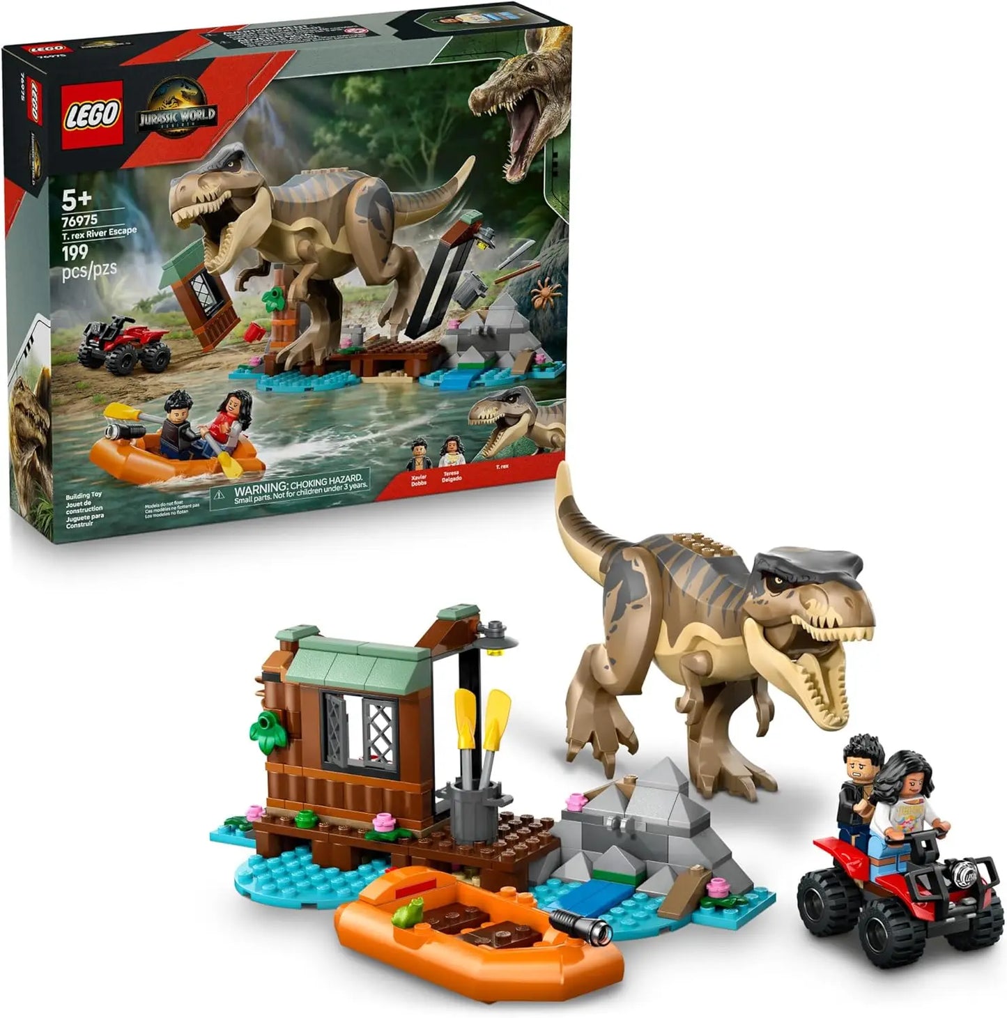LEGO Jurassic World 76975 T. Rex River Escape – 199-Piece Building Set