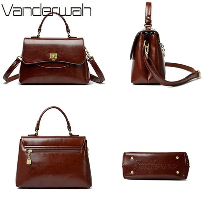 Women's Leather Crossbody Bag – Large Capacity Shoulder Handbag