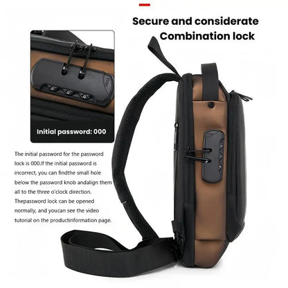 Anti-Theft Sling Bag for Men – USB Charging & Lock