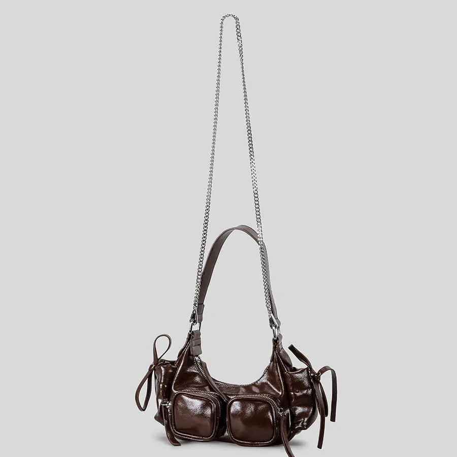Vintage Multiple Pockets Underarm Bag Designer Women Shoulder Bags Luxury Pu Leather Crossbody Y2k