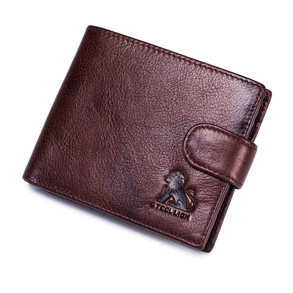 Genuine Leather Bifold Wallet with Snap Closure