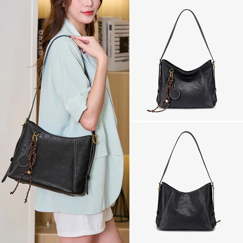 Women's Retro Hobo Shoulder Bag – Large Capacity Soft PU Leather Crossbody