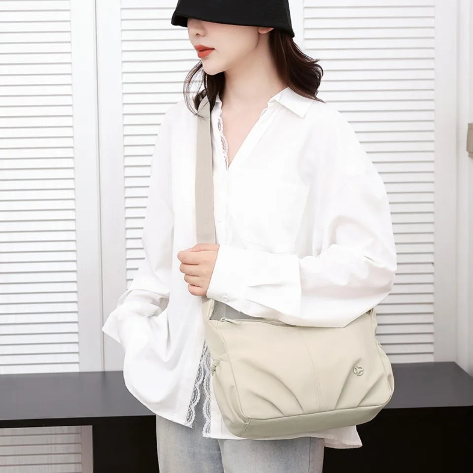 Women's Waterproof Nylon Crossbody Bag – 2-Layer Lightweight Shoulder Hobo Bag