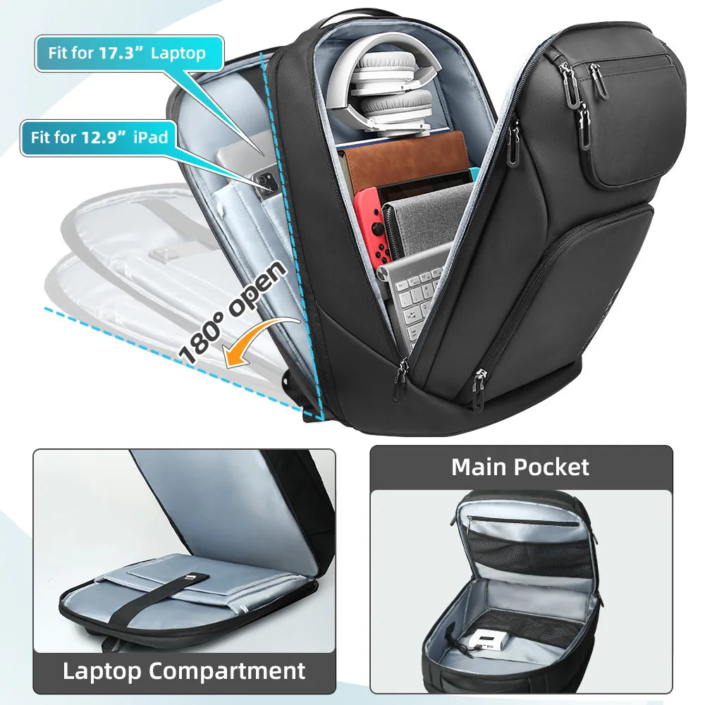 Large Capacity Waterproof Laptop Backpack 17.3 Inch – Men's Travel Rucksack