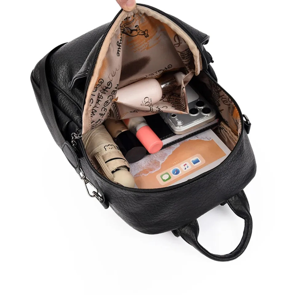 Women's 3-in-1 Soft Leather Backpack – Large Capacity Shoulder & School Bag