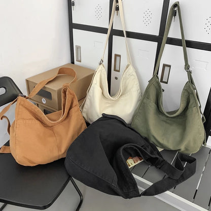 Canvas Crossbody Bag – Large Capacity Casual Shoulder Tote for Women